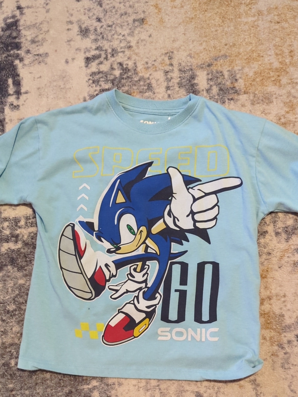 Sonic Graphic Tee for Kids - Light Blue "Speed Go"-size 7-8 Fits Smaller